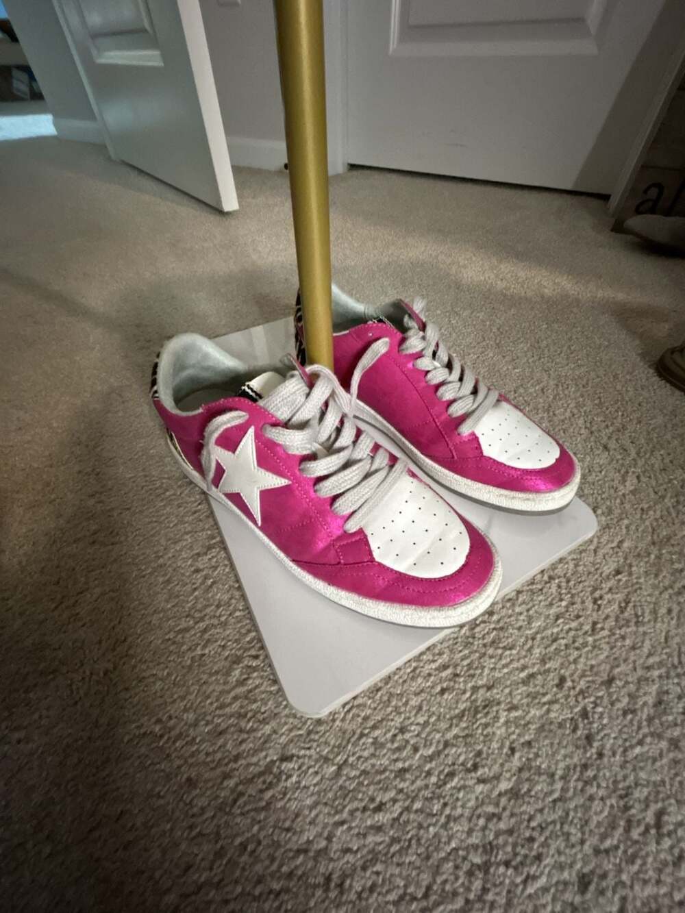 SHUSHOP Paulina Hot Pink Zebra Sneakers Size 8.5
